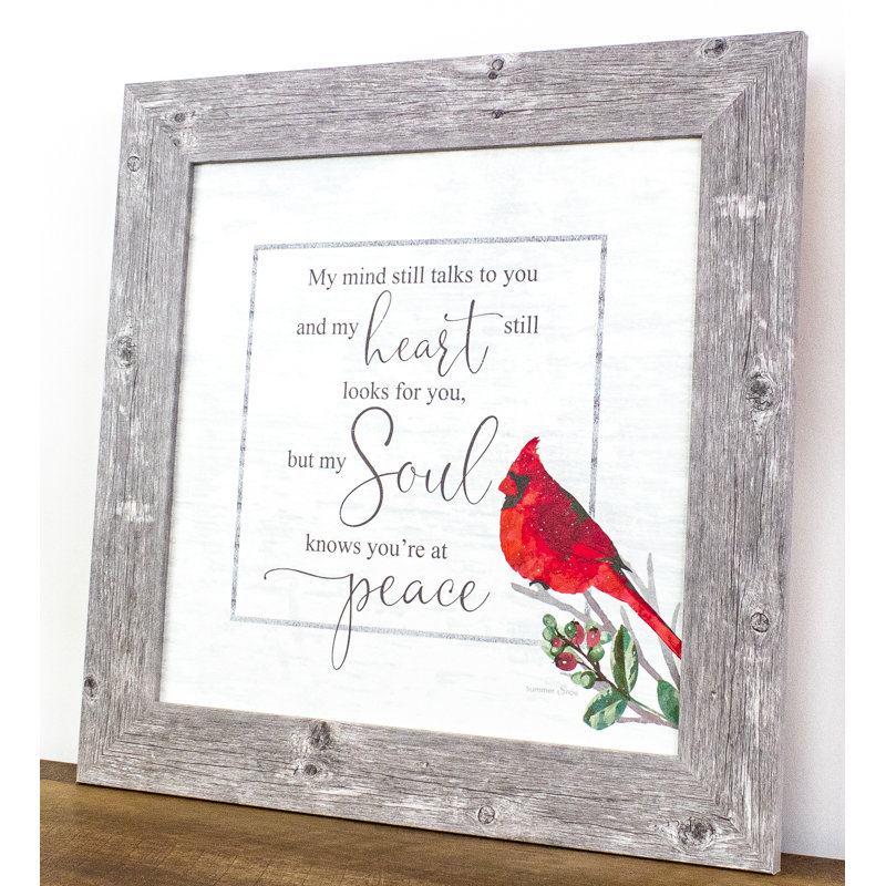 My Mind Still Talks To You Heart Soul Peace Cardinal Red Art