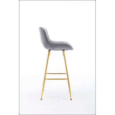 Ensemble de 2 tabourets de bar avec tabouret de comptoir en velours chromé