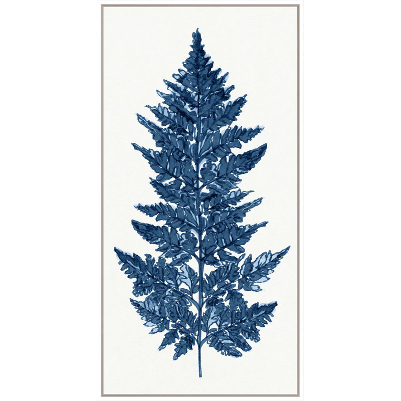 Blue Fern 4 Print, White Floater Framed, 51" H x 26" W