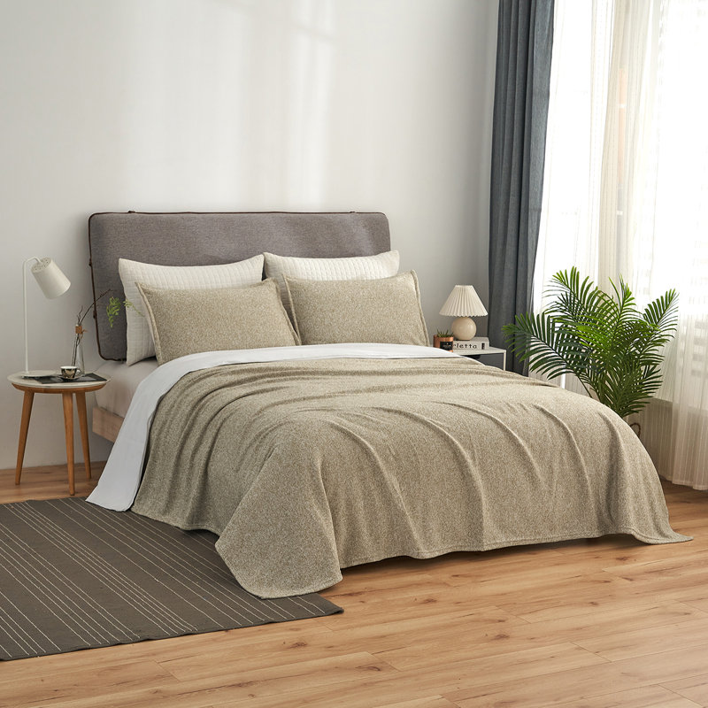 Knitted Throw Blanket, King, Brown