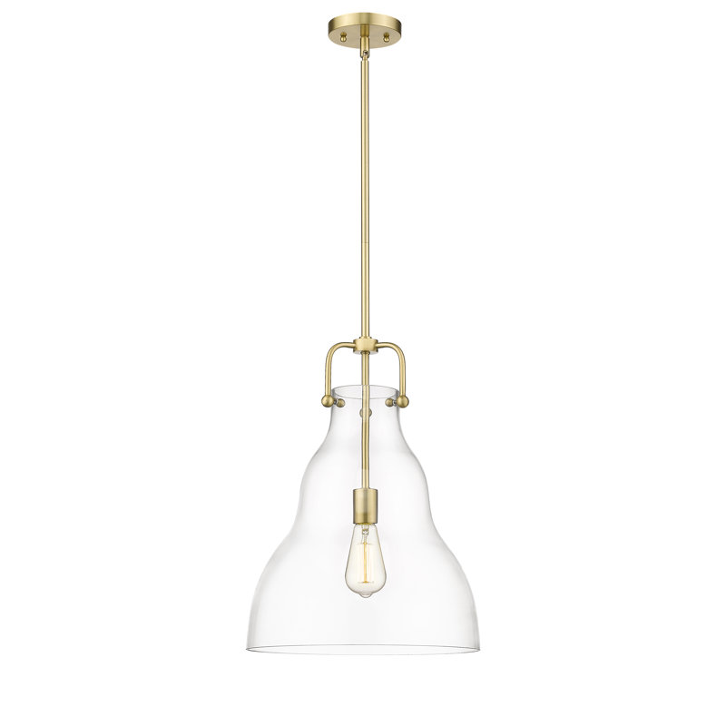 Luminaire suspendu sphère 1 lumière Fumiko, Ampoule non incluse, Transparent, Or satiné