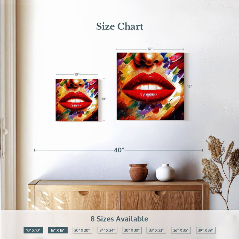 Shuttleworth Full Red Lips, 16" H x 16" W