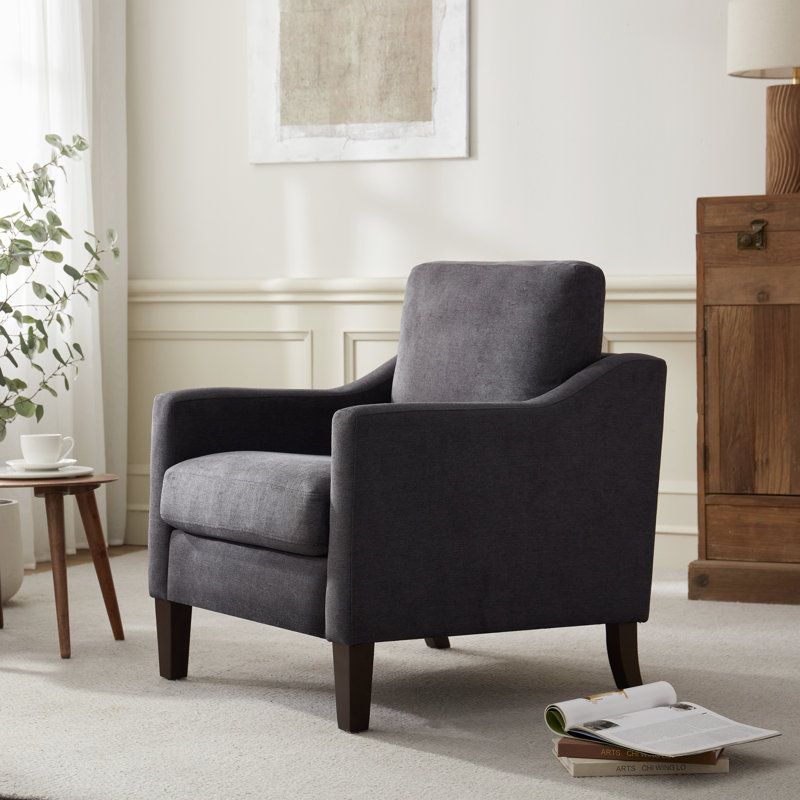 Fauteuil avec pieds en bois massif, Gris