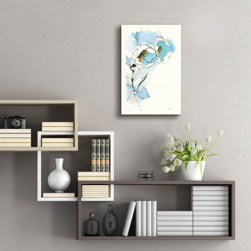 Art mural en verre Winston Porter «Carols Roses 2 Blue» par Shirley Novak, H 24 po x l 16 po x P 0,2 po