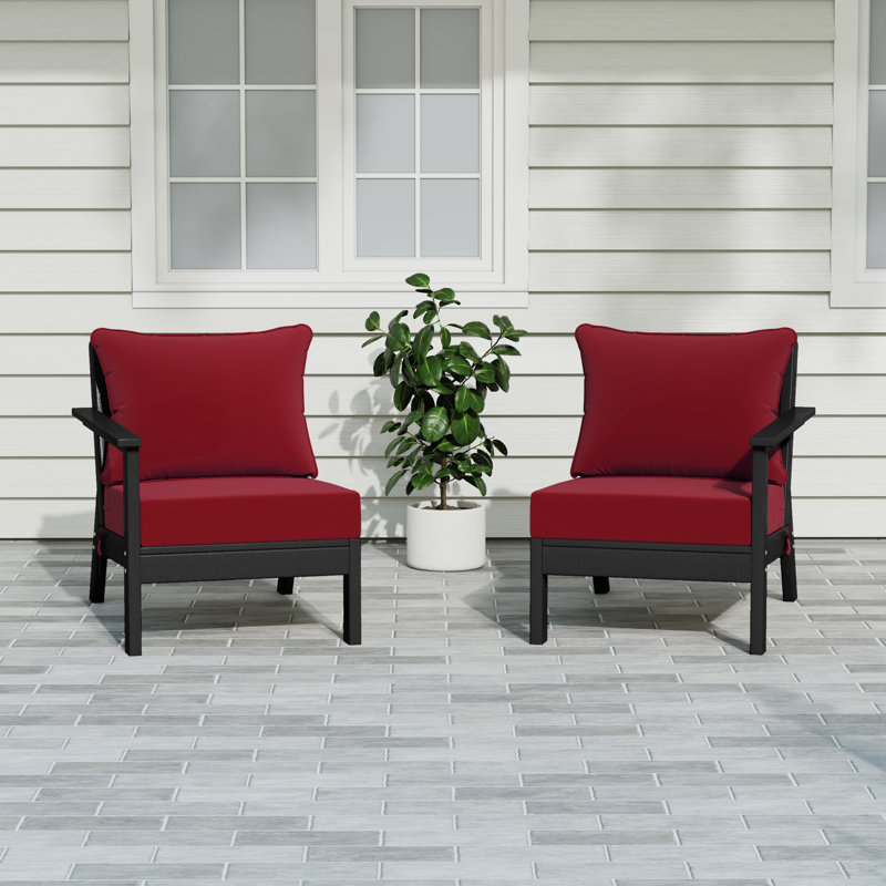 Ensemble de sièges profonds avec coussins, Red, Black