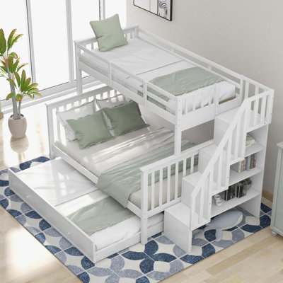 Abdeslam Twin Over Full Solid Wood Standard Bunk Bed with Bookcase by Harriet Bee