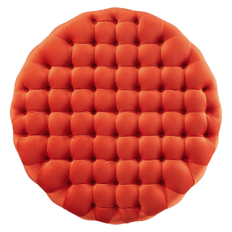 Grand repose-pieds rond en velours Performance, Velours orange