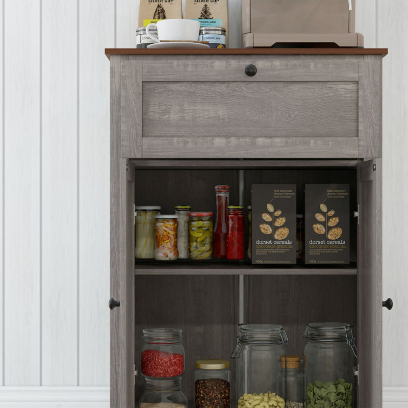 Gray Farmhouse Barn Door Cabinet With Drawer, Gray
