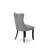 Denison Parson Dining Room Chairs - Button Tufted Nailhead Light Gray Polyester Fabric Upholstered Chairs, Set of 2, Mahogany-210702675