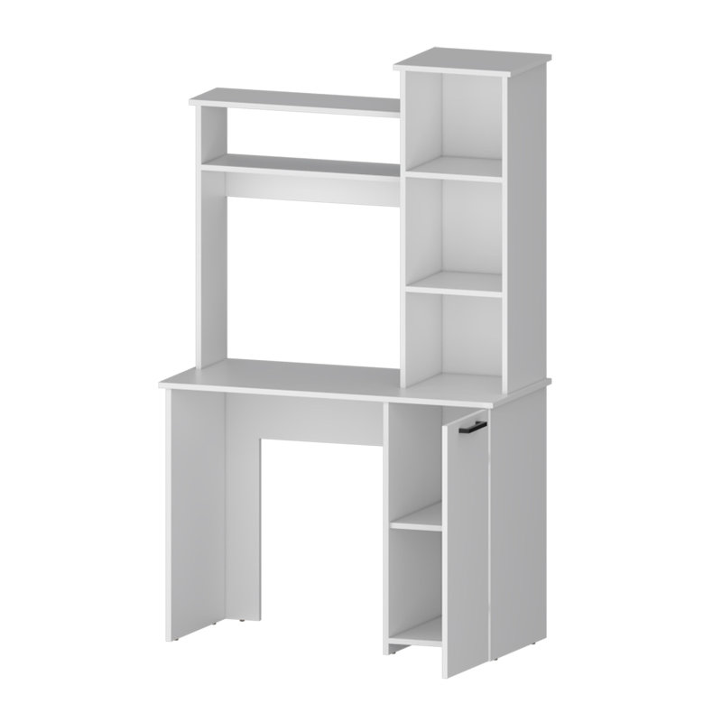 Bureau d'ordinateur avec armoire 38,7 po Dorida, Blanc