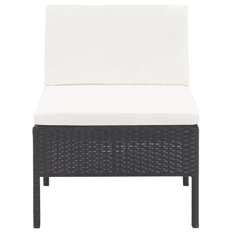 6 Piece Lounge Chair with Cushions, Black, White