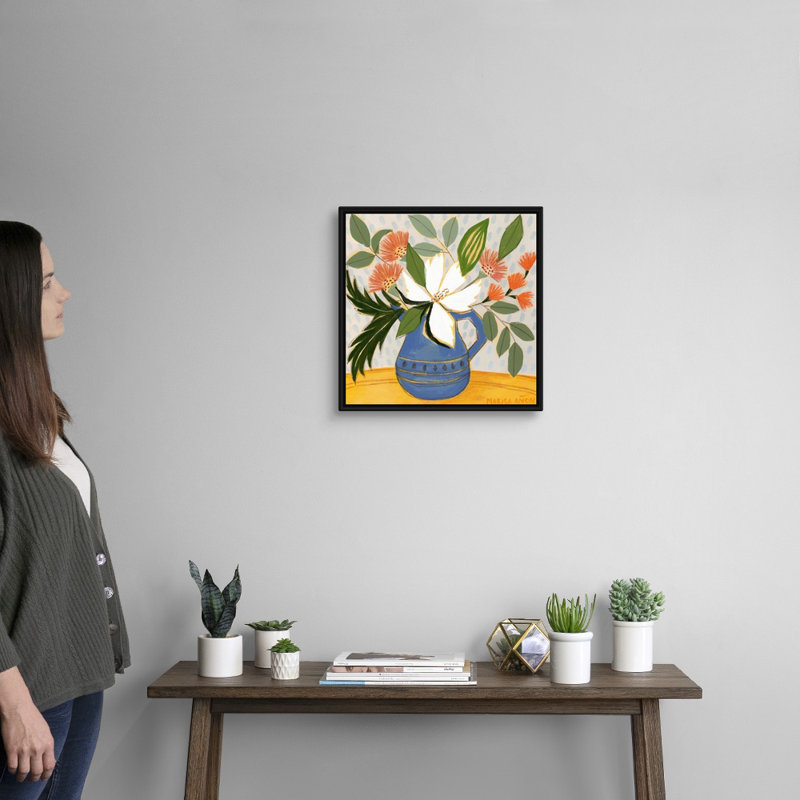 "April florals XII" par Marisa Anon, reproduction d’art sur toile, Cadre noir, H 18 po x l 18 po x P 1,75 po