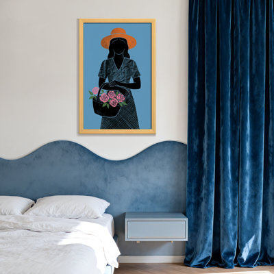 Abstract Woman With Hat Holding Flower Basket