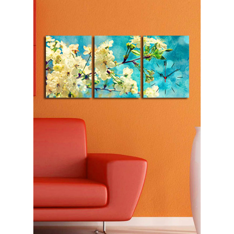 Elegant 3-Piece Decorative Canvas Wall Clock Set, Suede Canvas, Total Size: 37.8 x 15.7 inches | Sturdy 100% Wooden Frame, Thickness: 1.2 inches | Perfect for Home Decor & Modern Interiors, Unique Design