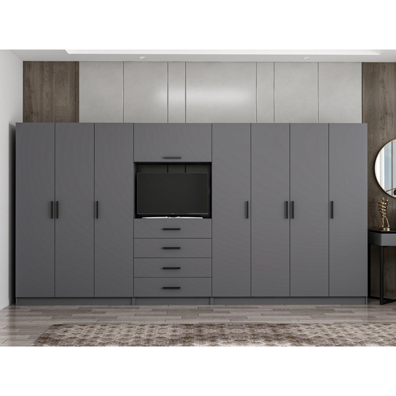 Elina Manufactured Wood Wardrobe, 210cm H x 405cm W x 52cm D