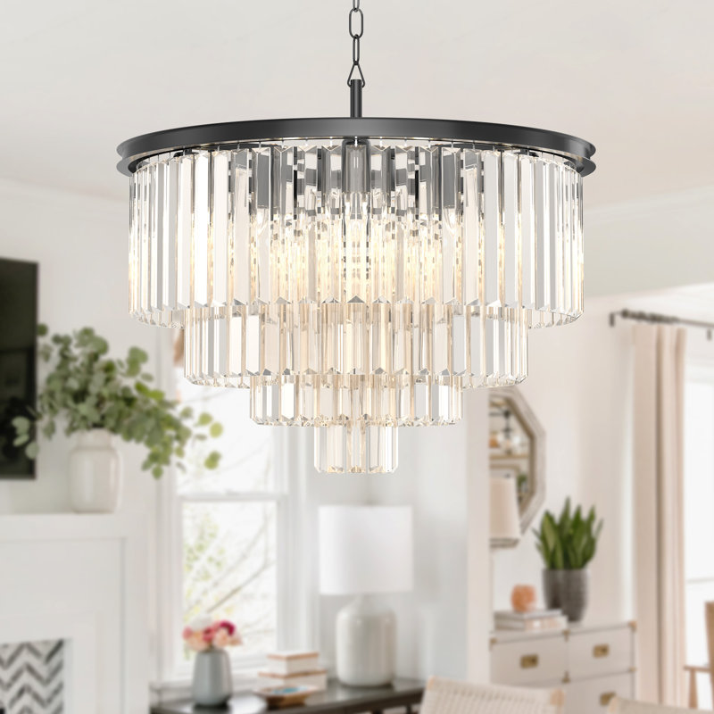 Lustre rond en cristal 24 po 4 couches