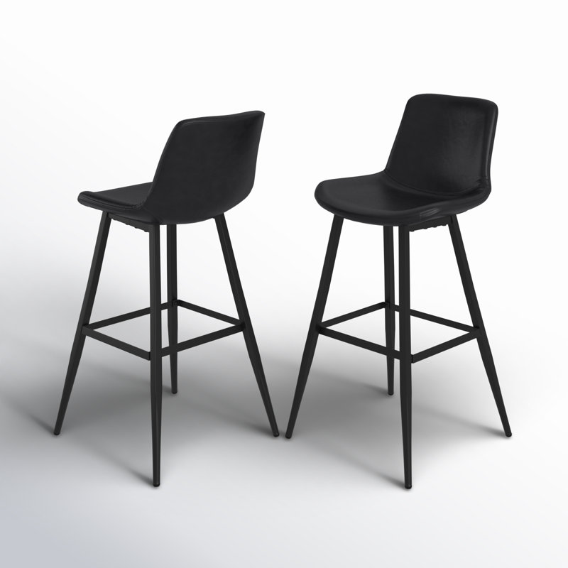 Tabouret de comptoir en faux cuir Macaire, Noir, Tabouret de bar (siège d'une hauteur de 30 po), Noir