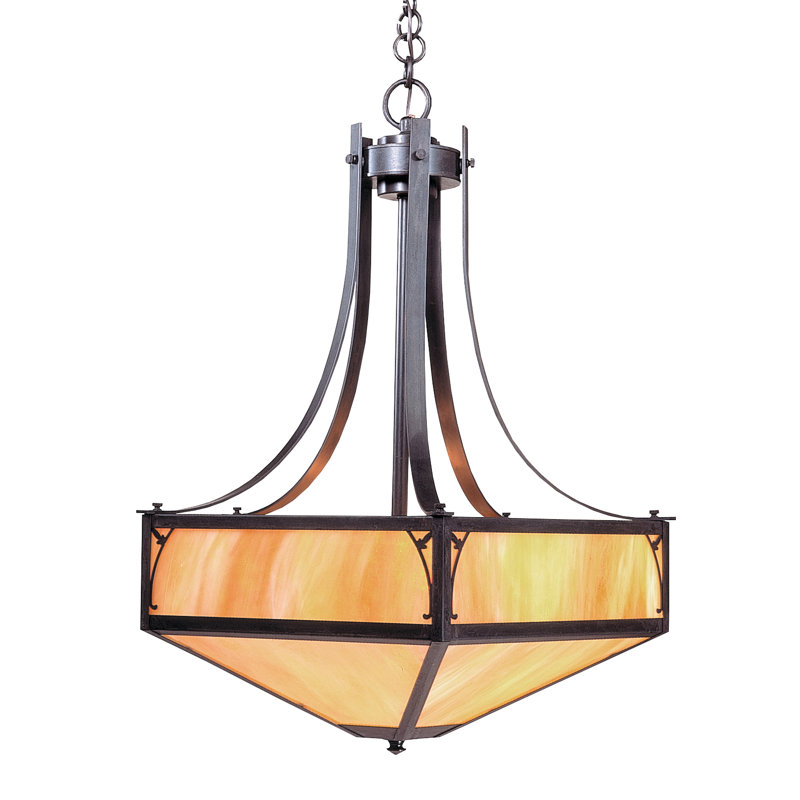 Saint George 4 - Light Pendant, Antique Copper, Gold White Iridescent