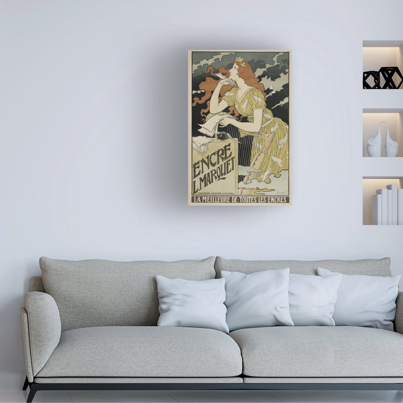 «Eugene Grasset Encre L. Marquet», art sur toile de 1892, 19" H x 12" W