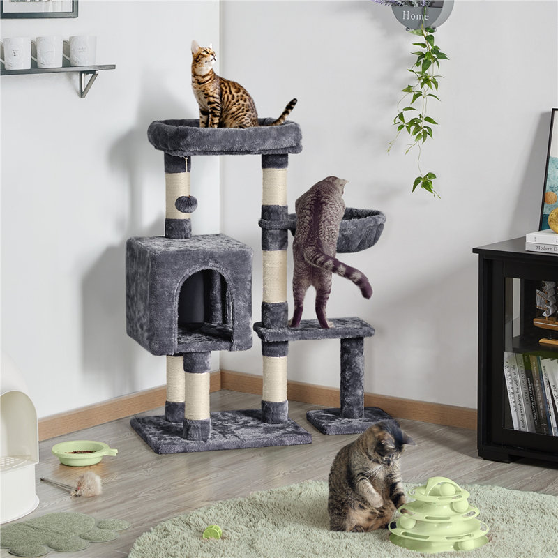 Multifunctional 96.5cm Cat Tree, Dark Grey