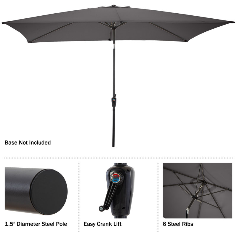 6 Piece Set Okemo Table w/4 Chairs 10"" Rectangular Umbrella (Black), Black, 4