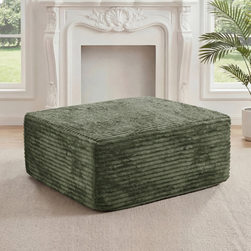 Kapellen 37.4‘’Upholstered Flannel Ottoman Cloud Ottoman For Boneless Couch In A Box, Single Large Ottoman Modular Part For Sectional Sofa