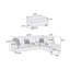 Canapé modulaire réversible gris 3 pièces pour canapé de salon et repose-pieds en tissu de polyfibre