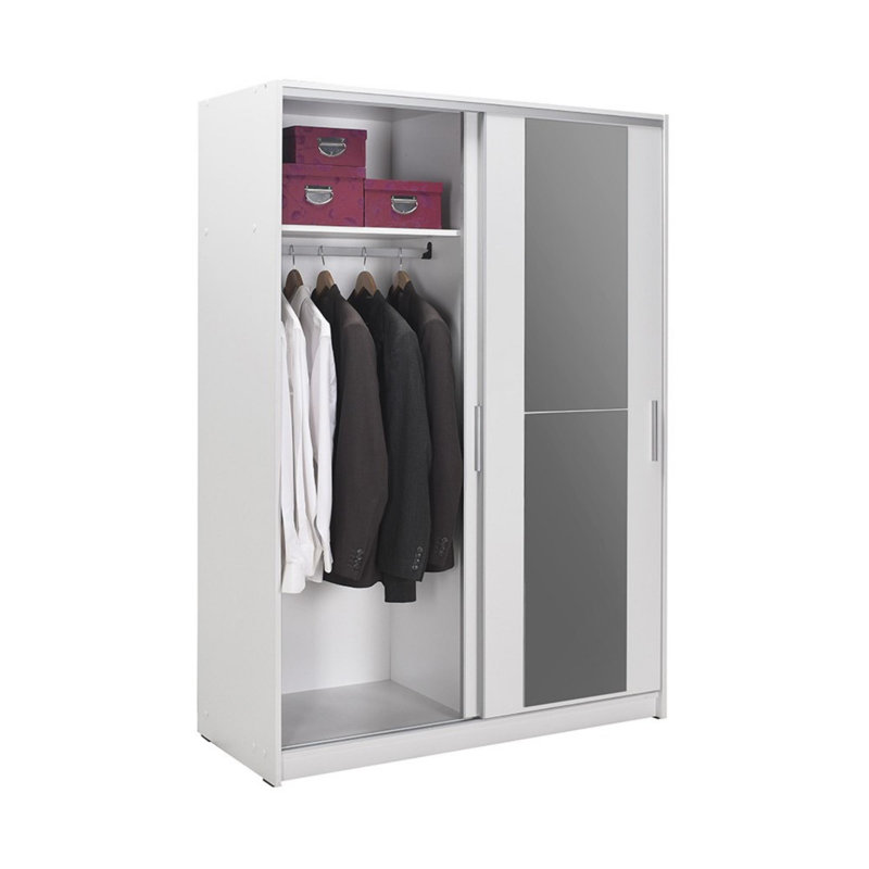 Modern White Wardrobe, Coated Particle Board, 47.2 x 71.7 x 20.5 inches | Durable & Stylish Design | Perfect for Organizing Clothes & Accessories, Elegant Solid Color Finish