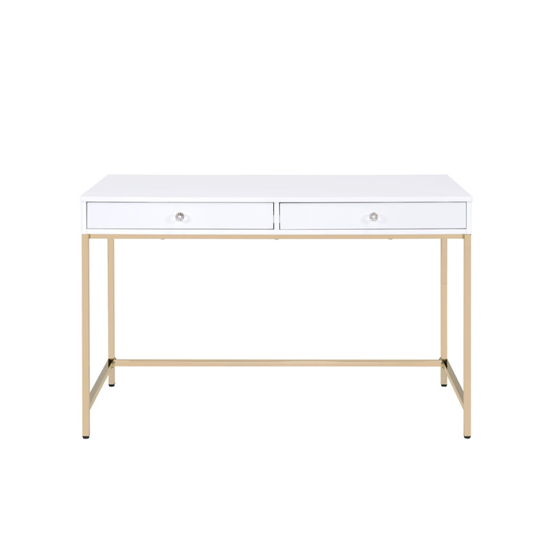 Bureau d'écriture Ottey, Blanc / Doré