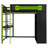 Full Size Wood Loft Bed with Desk, Open Wardrobe and RGB Light, Green-94053281