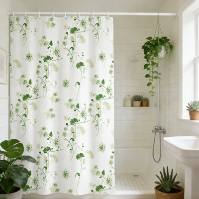 Rideau de douche FloralV rétro - impression florale botanique 70 x 70 pouces, décoration de salle de bain moderne de qualité spa, imperméable et facile d'entretien