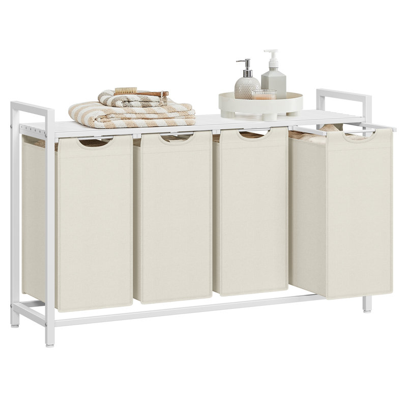Wood Laundry Hamper with Handles, Whie