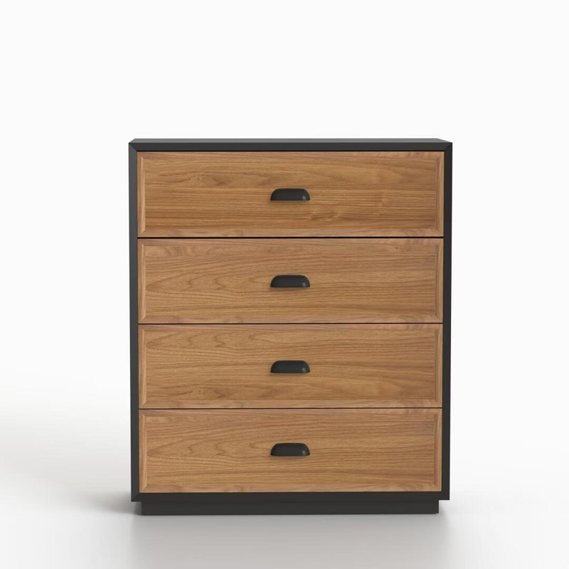 Commode à tiroirs 31,49 pouces à 4 tiroirs avec commode en bois d'ingénierie avec cadre noir
