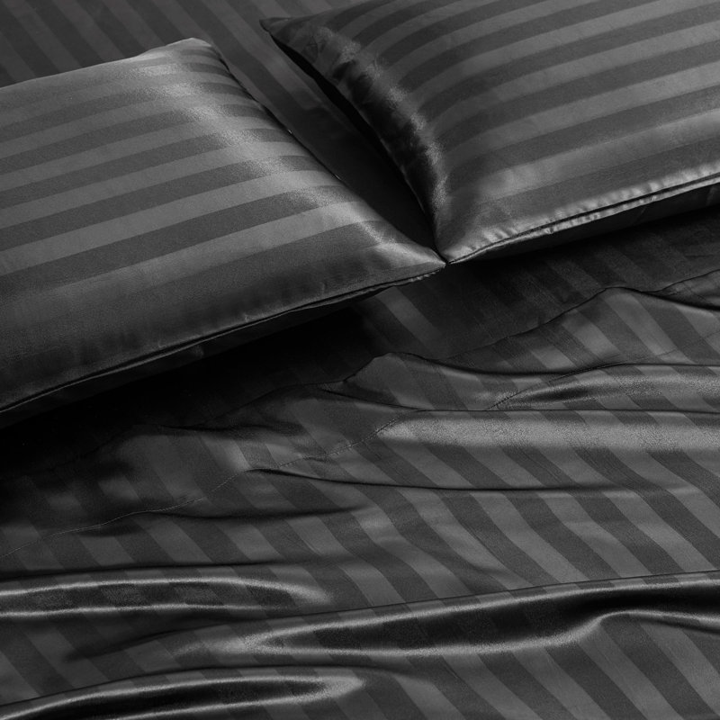 Juicy Couture Silky Satin Damask Sheet Sets, Full Sheet Set, Black