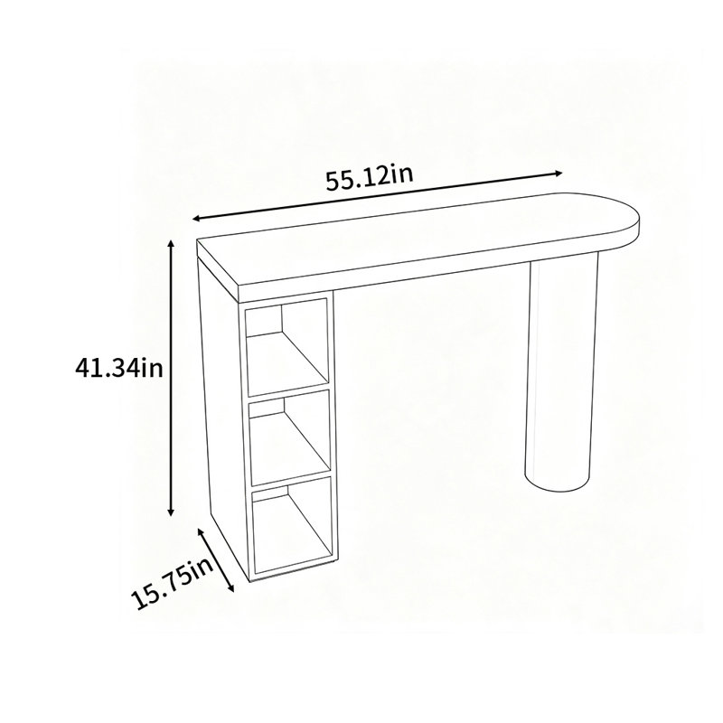 Modern White Oval Bar Table with Storage Cubby