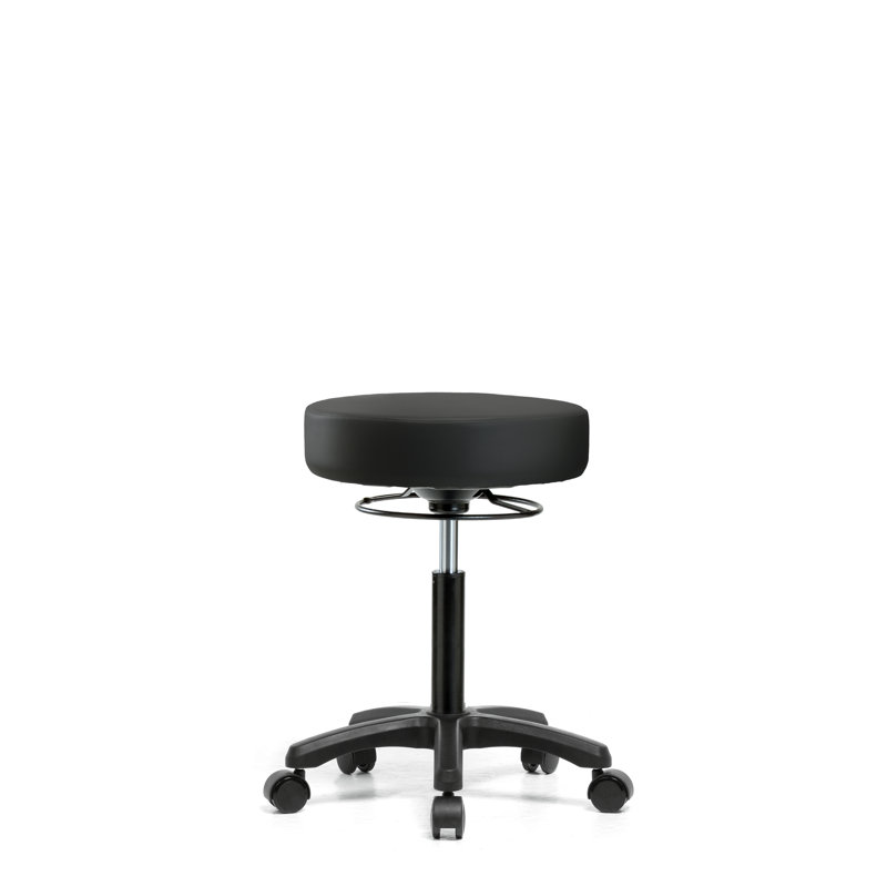 Tabouret de laboratoire à hauteur réglable Kaiya, Noir, Roulettes