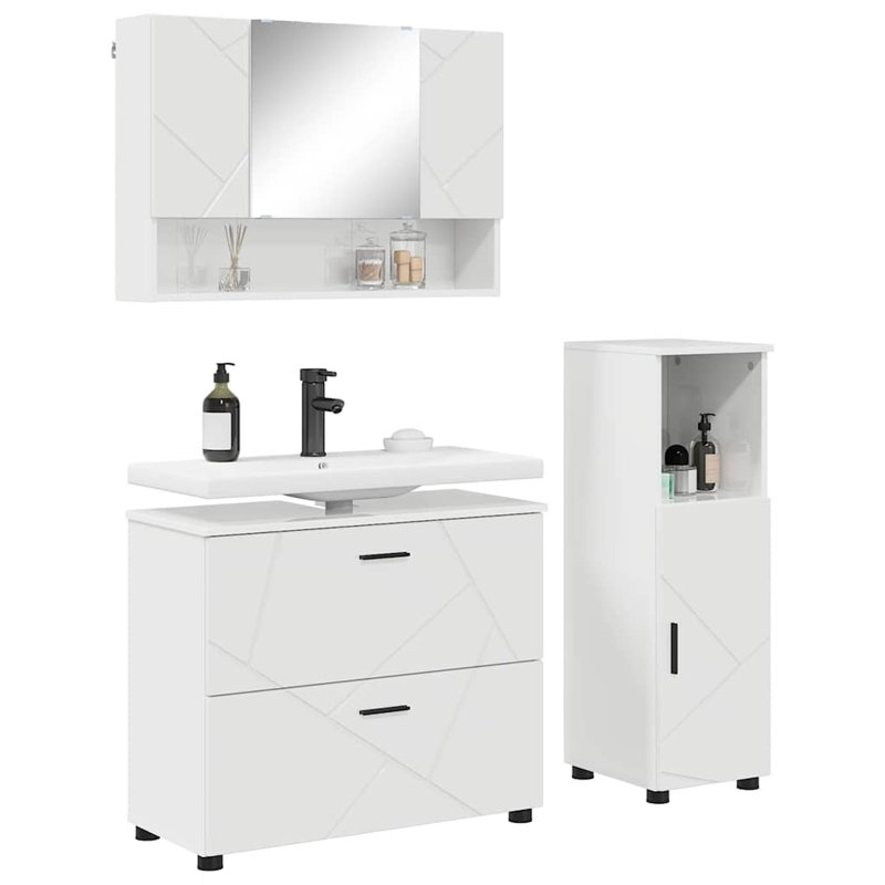 Bathroom Storage Furniture Set, High Gloss White