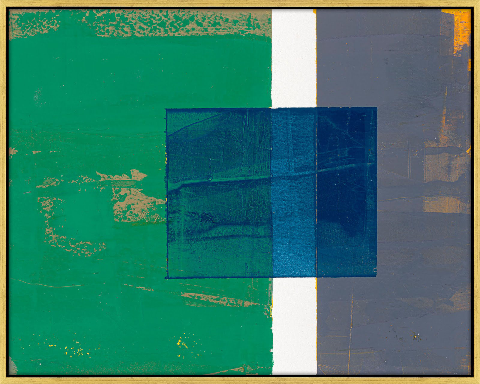 Bold In Blue 1 by Andrea Stokes, 16" H x 20" W x 1.38" D, Gold Framed