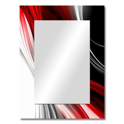 Red Black Infinite Ripples I - Waves Mirror, Modern Decorative Wall Mirror, Printed Metal Art
