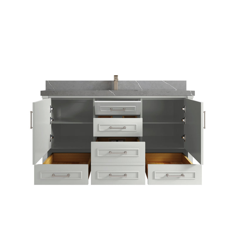 Ensemble de meuble-lavabo simple 60 po Aberdeen, Gris Piatra