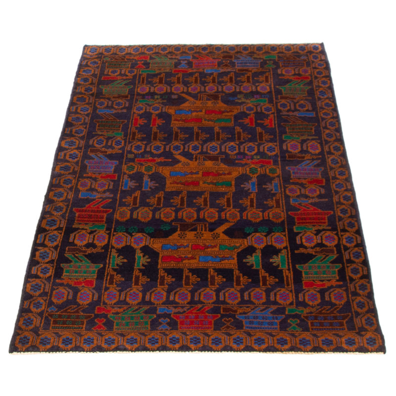 Tapis bleu marine foncé Rare War 3 pi 7 po x 6 pi 3 po