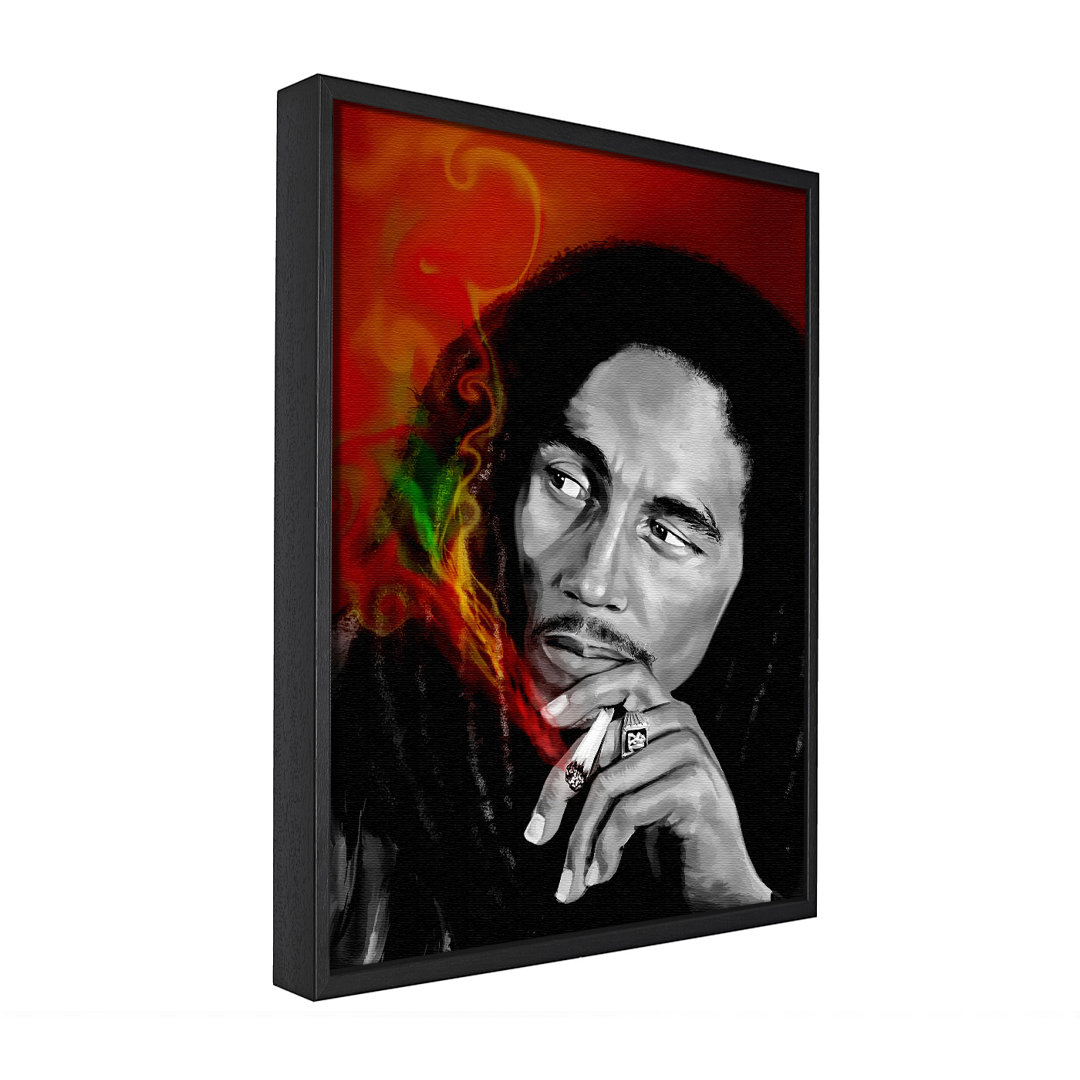 Bob Marley Smoke - Einzelner Bilderrahmen Grafik auf Leinwand