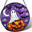 Vitrail suspendu à la citrouille d'Horreur d'Halloween 15 po - Porte Suncatcher Sunroom de style gothique