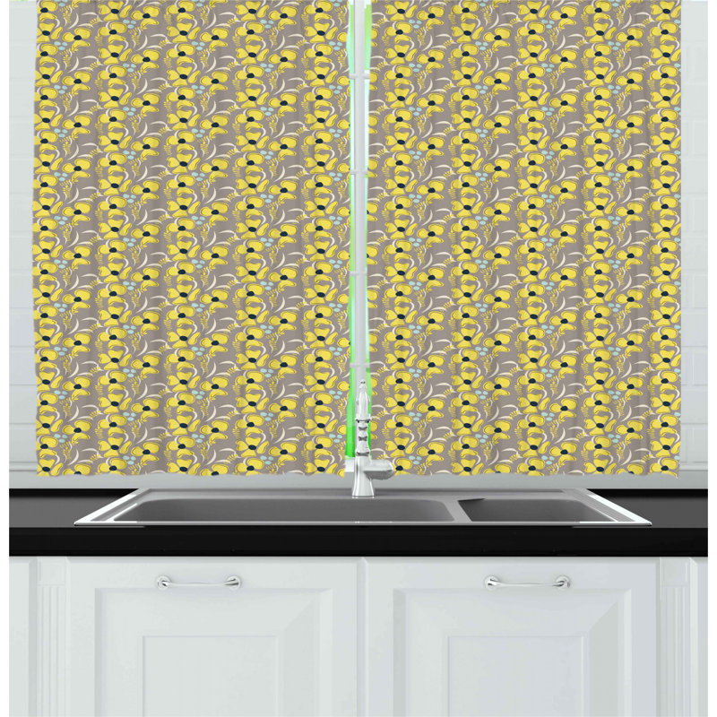 Floral Pointed Kitchen Curtain