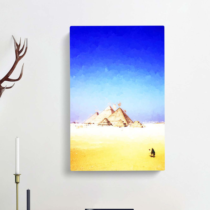 Camel by the Pyramids of Giza in Abstract - Wrapped Canvas, 76cm H x 50cm W x 3cm D