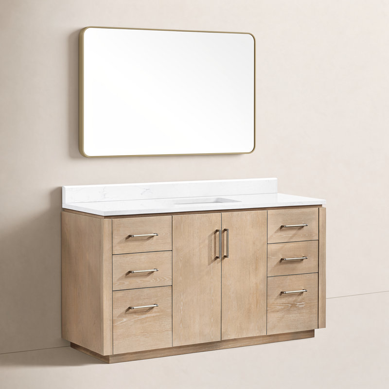 Meuble-lavabo simple 60 po Cloverfield, Or, Gris cendré délavé