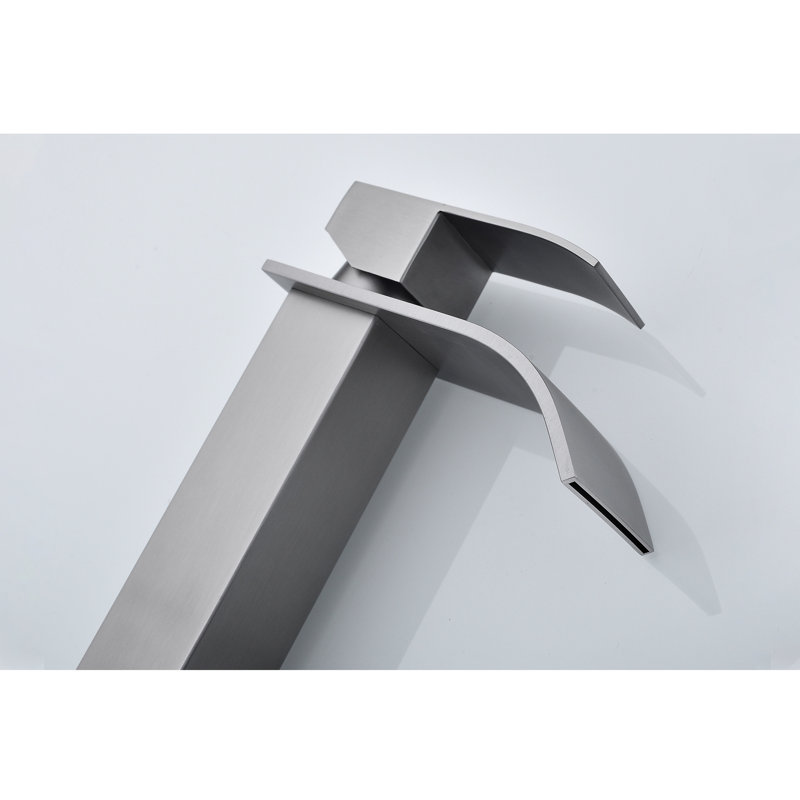 Robinet de lavabo pour salle de bain Waterfall, Nickel brossé