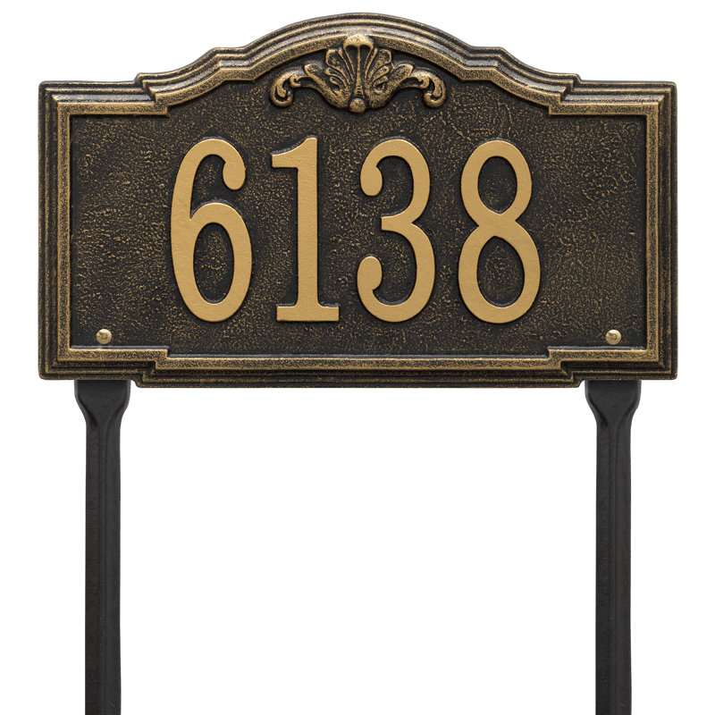 Gatewood Personalized Standard 1-Line Lawn Address Sign, Black/Gold, Yes