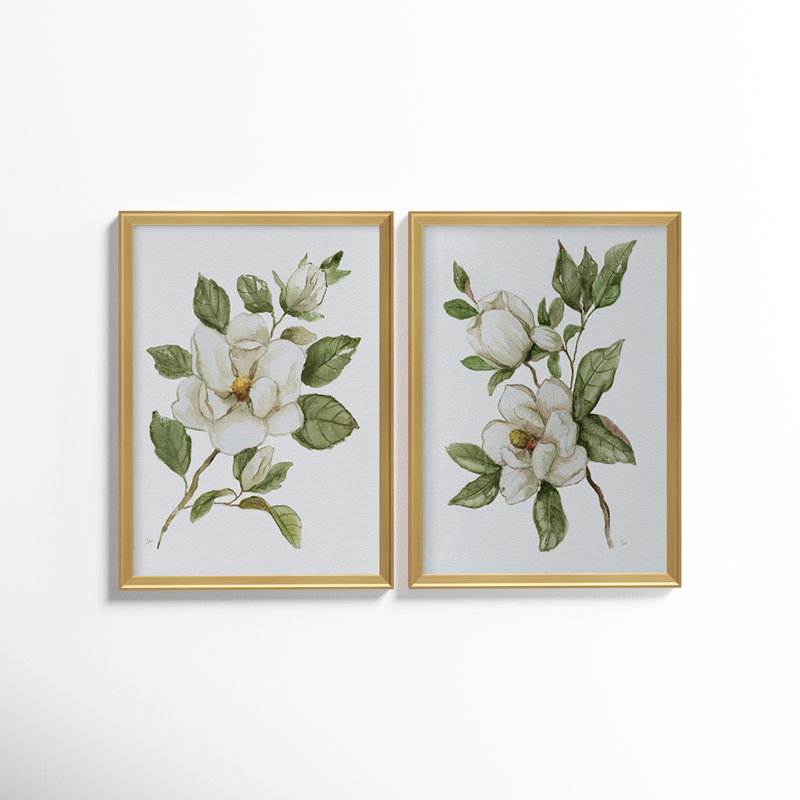 " Magnolia Morning I Premium " 2 - Pieces Painting Print, Gold, 24.5" H x 37" W x 1.25" D