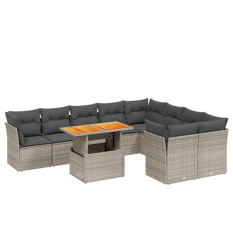 Grand canapé modulaire en rotin PE Vidaxl, Gris, Gris